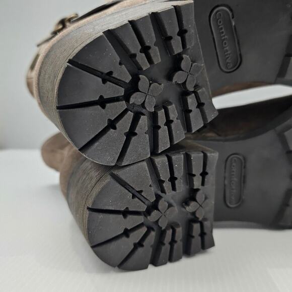 Comfortiva Barron Moto Boot Womens 10 Taupe Suede Leather Weatherproof Biker - Picture 13 of 16